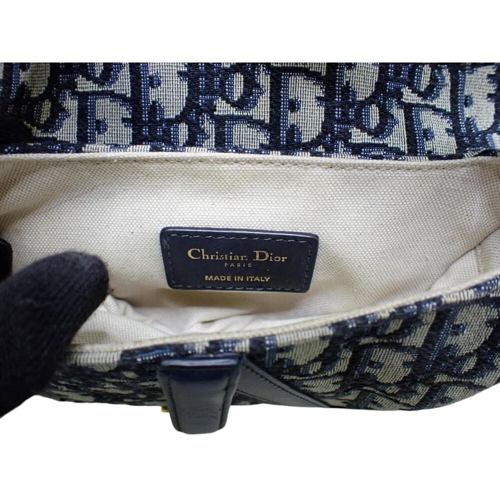 Christian Dior Mini Saddle Bag Vintage Trotter Blue Shoulder Purse Oblique CD - Picture 8 of 16